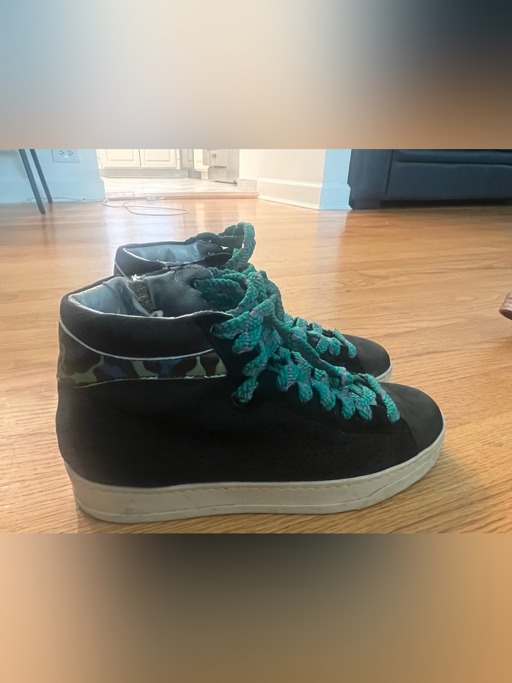 P448 Taylor high-top sneakers in black and green.